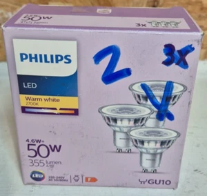 Philips LED Classic WarmGlow Lamp 2 Pack [GU10] 50W, Non Dimmable Energy  - Picture 1 of 8