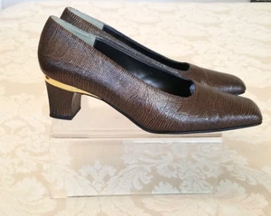 J Renee 8.5M Bronze Beam Lizard Print Shoes W/Gold Accent - Picture 1 of 9