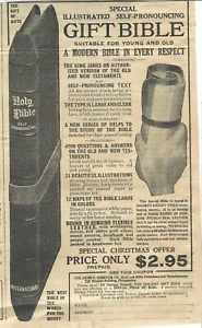 Gift Bible Illustrated Self-Pronouncing Leather Bound Vtg 1921 Print Ad 5 x 9" - Picture 1 of 1