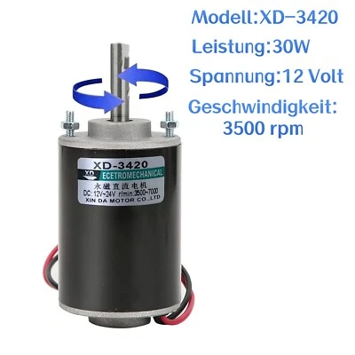 30W 12V DC-Getriebemotor Elektrischer Getriebemotor Gleichstrommotor 3500 RPM - Bild 1 von 4