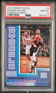 2017-18 Panini Damian Lillard #16 Status Symbols Purple 54/149 PSA 10💥💥💥💥 - Picture 1 of 2