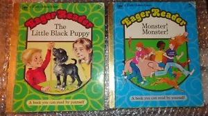 2 VTG LITTLE GOLDEN EAGER READER BOOKS MONSTER! MONSTER! THE LITTLE BLACK PUPPY - Imagen 1 de 10