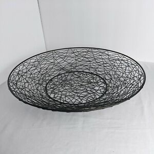 Home Decor 16" Wire Bowl Basket Woven Scribbles For Fruit, Linens, Wall Hanging
