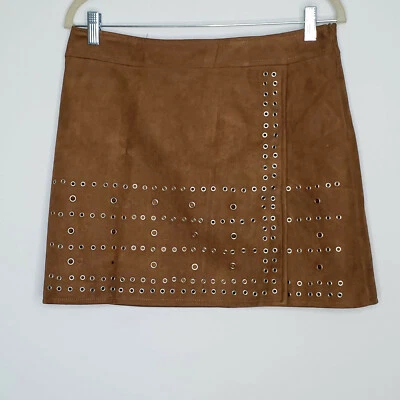 Saia Buffalo David Bitton camurça sintética marrom ilhós tamanho grande  - Imagem 1 de 4