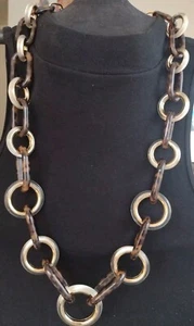 Michael Kors Acetate Lucite Faux Tort Geometric Lrg Link Necklace 28" - Picture 1 of 10