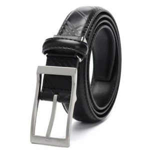 Neu Herren Luxus Echtleder Muster Gürtel Schwarz Dornschließe 39"-42" 43"-46" - Bild 1 von 8