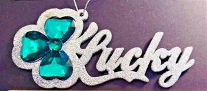 'Lucky' St Patrick's Day Ornament, All Glitter with Emeralds - NEW! - Picture 1 of 3