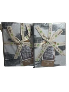 West Elm Chevron Organic Euro Sham White Gray Zig Zag Stripe Set Of 2 Luxury New - Picture 1 of 6