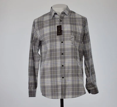 Camisa de vestir Tasso Elba gris a cuadros con botones para hombre S 14-14,5 M 15-15,5 2XL 18-18,5 Foto 1 de 4