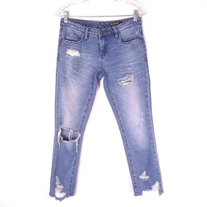 BLANKNYC Crop Girlfriend Distressed Jeans 25 hellblau cropped blown Knie - Bild 1 von 10