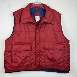 Vtg Haband Vest Mens 1X Nylon Puffer Red Outdoors Hunting Fishing Flaw - Picture 1 of 11