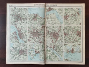 VINTAGE MAP-THE TIMES ATLAS OF THE WORLD-TOWNS OF ENGLAND & SCOTLAND/PLANS/-1920 - Picture 1 of 3