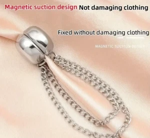 Magnetic Clothes Clips 1 Pair Chain Shawl Clip Magnetic Brooch Headscarf Clip - Picture 1 of 7