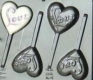LOVE ON HEART CHOCOLATE LOLLIPOP MOULD   - Picture 1 of 1