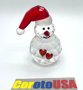 Kristall Frosty Schneemann Kunst Glas Figur Weihnachten Nikolaus Mütze Kunst Briefbeschwerer - Bild 1 von 5