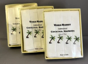 Juego de 12 servilletas de cóctel bordadas de lino World Market palmera nuevas 3 cajas - Imagen 1 de 3