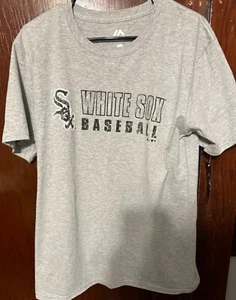 Chicago White Sox T Shirt Mens L Majestic Gray Blue Graphic Tee NEW WITH TAGS - Picture 1 of 6