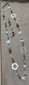 Premier Design BLUSH Mother of Pearl, Shells, Quartz Necklace, 36” - Picture 1 of 6