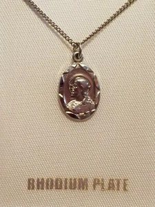 Collar colgante religioso católico con placa de rodio - Imagen 1 de 3