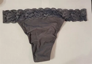 NEW Cosabella Plus 3X Hanna Lace & Cotton Thong Underwear 1pr Gray 123327 - Picture 1 of 1