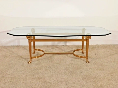 ITALIAN 1980s Finely Cast Brass Ram's Heads & Cloven Feet Cocktail Coffee Table Cover