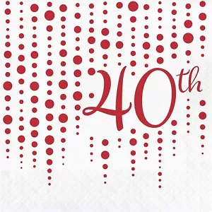 Sparkle & Shine Ruby Red 40th Wedding Anniversary Party Paper Luncheon Napkins - Picture 1 of 1