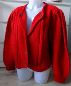 Cárdigan folclórico tejido vintage KITZ-PICHLER rojo 100 % lana - Imagen 1 de 5