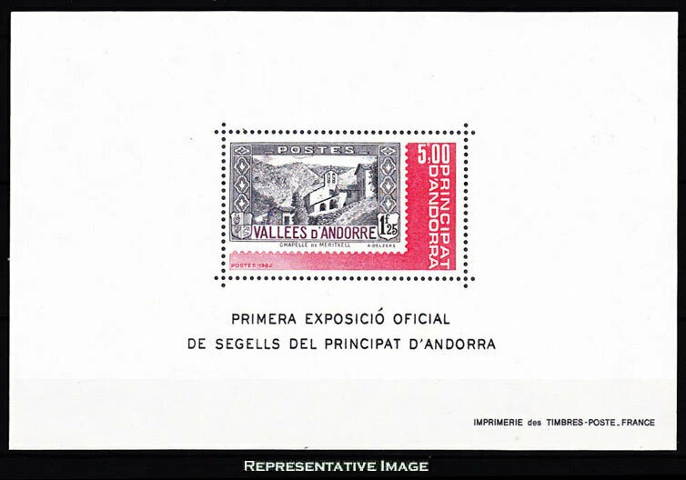 French Andorra #YTBF1 MNH S/S 1982 Meritxell Chapel Stamp Exhibition [298] - Image 1 of 1