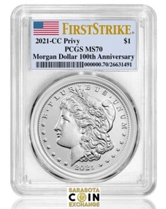 2021 CC $1 PCGS MS 70 Morgan Silver Dollar First Strike W/OGP And COA - Picture 1 of 2