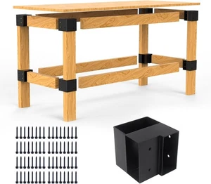Kit de soporte de banco de trabajo - 8 piezas esquina de ángulo recto de 3 vías de acero para herrajes de 2x4 - Imagen 1 de 4