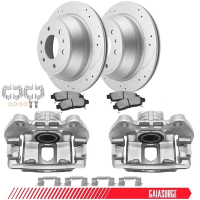 Rear Brake Rotor & Pads Caliper for GMC Envoy XL XUV Chevy Trailblazer SSR 6LUGS Foto 1 de 4