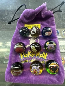 Vintage Pokemon #151 MEW Bag and 9 Marble Collection And 3 Rare Marbles - Picture 1 of 18