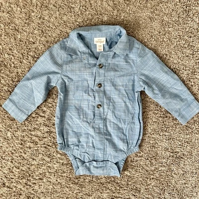 Blue Button Down Collared Bodysuit I Size 6-9M I Cat & Jack I GREAT condition - Image 1 of 4
