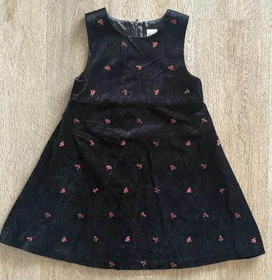 复古 Gymboree 传统假日跳线连衣裙黑色天鹅绒冬青浆果尺寸 6 — 第 1/4 张图片