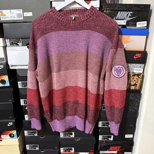 LOEWE Nature Logo Appliquéd Striped Melange PINK Sweater Mens Sz L Z1 - Picture 1 of 20
