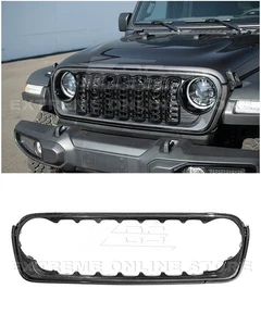 For 24-Up Jeep Wrangler Gladiator | Carbon Fiber Front Bumper Grille Cover - Picture 1 of 24
