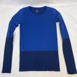 Athleta Flurry Colorblock Base Layer Long Sleeve Top Peacock Blue Size Small - Picture 1 of 8