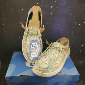 New NWT Womens Hey Dude Wendy Tropical Sage Leaf Print Casual Slip On Shoes W10 - Picture 1 of 9