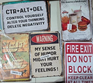 Divertidos/inspiradores letreros de pared de metal decoración para garaje, hogar, oficina ~12x8" - Imagen 1 de 26