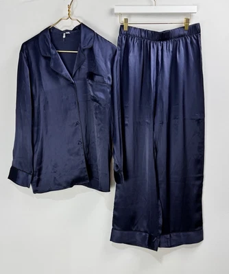 Juego de Pijama Clásico Nordstrom Lavable 100% Seda en Azul Marino PEQUEÑO $225 Foto 1 de 4