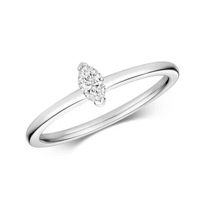1 Diamante Natural Corte Marquesa Anillo 18ct Oro Blanco Contraste Tallas K - N - Imagen 1 de 4
