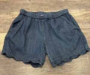 Hanna Andersson Jean Shorts Size 12 (150cm) Scalloped Hem Pockets - Picture 1 of 5