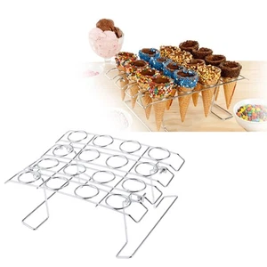 16 -Cavity Cone Stand Ice Cream Cupcake Baking Rack Dessert Holder - Picture 1 of 11