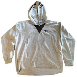 NWOT Victoria's Secret gray & white pullover hoodie sweatshirt & mesh size large - Picture 1 of 5