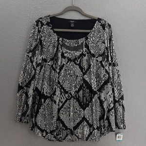 Blusa Alfani Mujer Top Mujer Plus 0X Gris Manga Larga Gasa Informal Negocios - Imagen 1 de 7