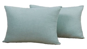 Paquete de 2 fundas de almohada cómodas de lino verde azulado claro de 16 x 24 pulgadas - Imagen 1 de 7