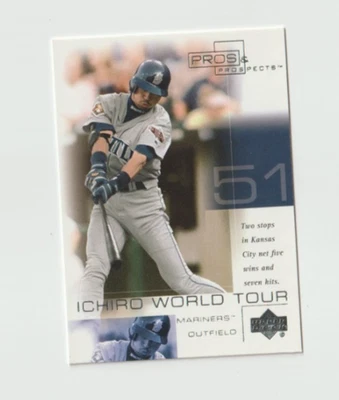 2001 UD PROS & PROS ICHIRO SUZUKI МИРОВОЕ ТУРНЕ #WT10 SEATTLE MARINERS - Изображение 1 из 2