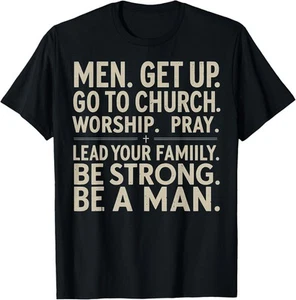 Männer T-Shirt Aufstehen Gehen Sie in die Kirche Gottesdienst Beten Führen Sie Ihre Familie Seien Hoodie - Bild 1 von 13