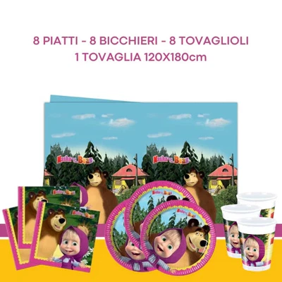 PROCOS Kit festa Masha & Orso - 8 persone
