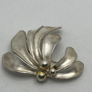 spilla spilla fiore argento sterling vintage sfera tono oro 925 - Foto 1 di 5